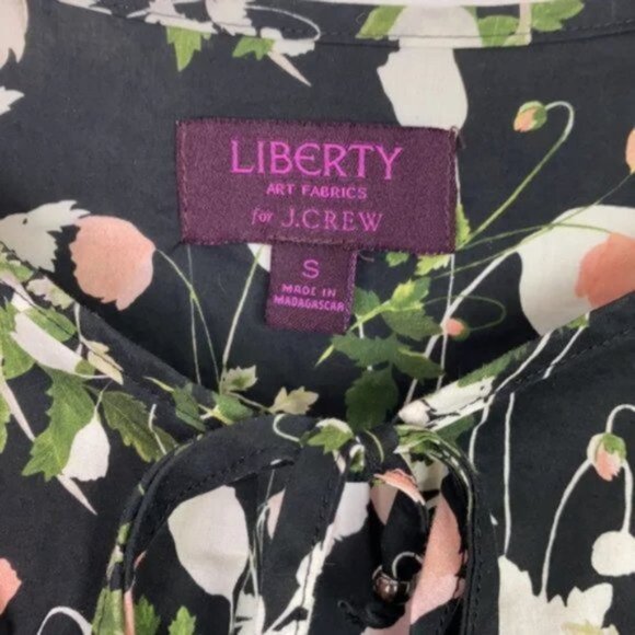 J.Crew x Liberty S Blouse Poppy Dream Print Black Pink Green - Picture 5 of 11
